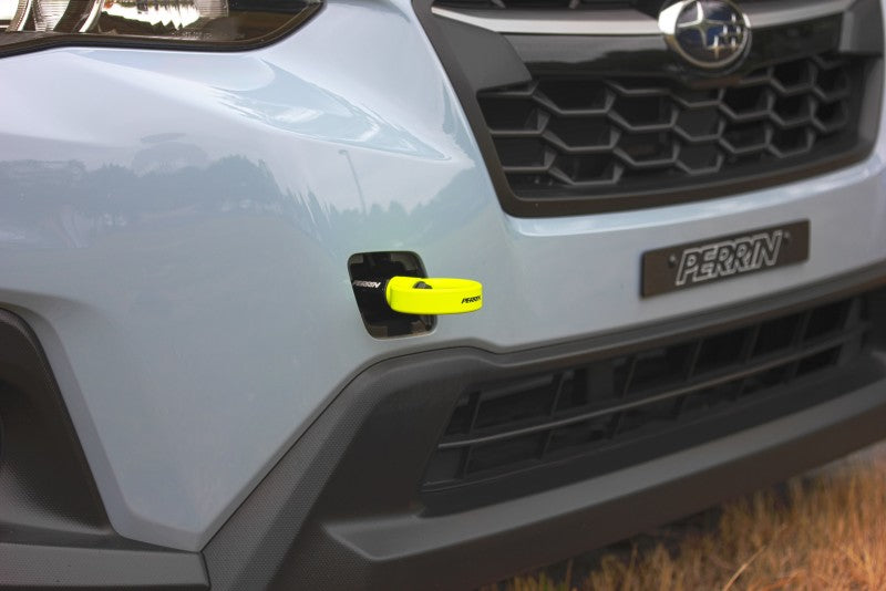 PERRIN 22-25 Subaru WRX / 18-23 Crosstrek / 20-25 OBXT Tow Hook Kit (Front) - Neon Yellow Tow Hooks Perrin Performance