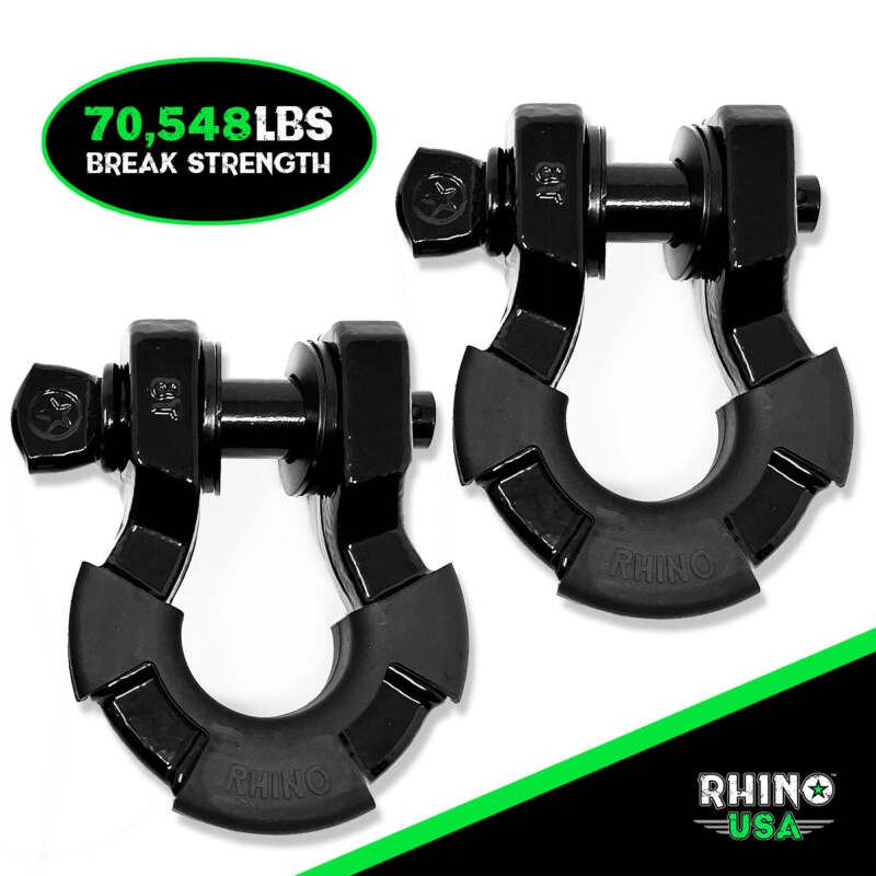 Rhino USA 8T Super Shackle 2-Pack (Black) Shackle Kits Rhino USA