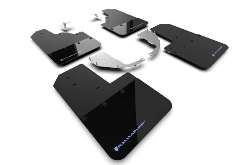 Rally Armor 21-25 Ford Bronco (Steel Bmpr - NO Rptr/Sprt - NO RR/RB) Blk Mud Flap w/Area Blue Logo Mud Flaps Rally Armor