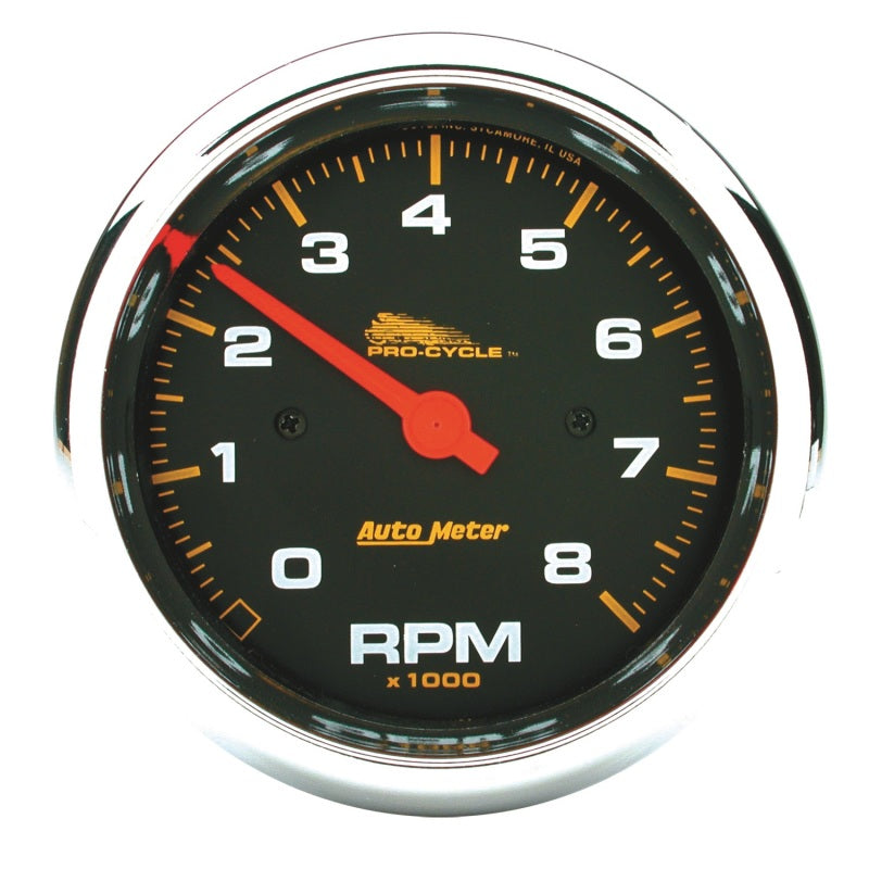 Autometer Pro-Cycle Gauge Tach 3 3/4in 8K Rpm 2&4 Cylinder Black Gauges AutoMeter
