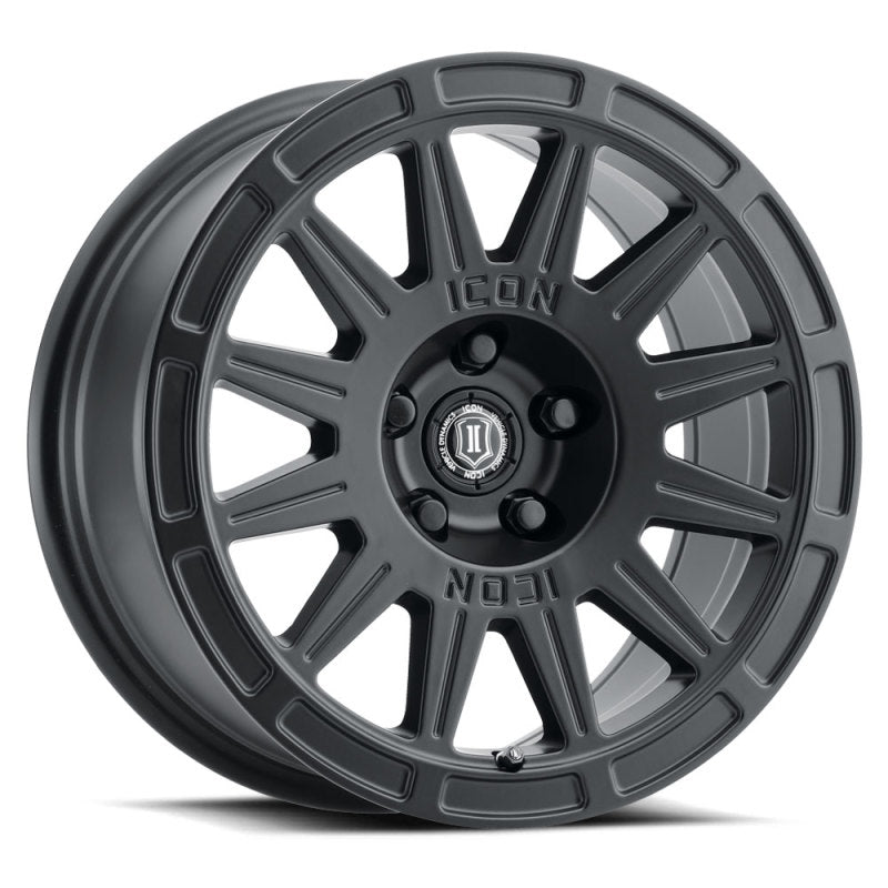 ICON Ricochet 15x7 5x100 15mm Offset 4.6in BS 56.1mm Bore Satin Black Wheel Wheels - Cast ICON