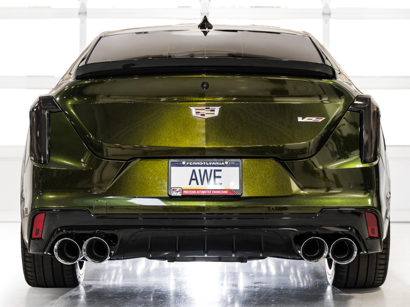 AWE Tuning 2021+ Cadillac CT4-V Blackwing SwitchPath Exhaust - Chrome Silver Tips Catback AWE Tuning