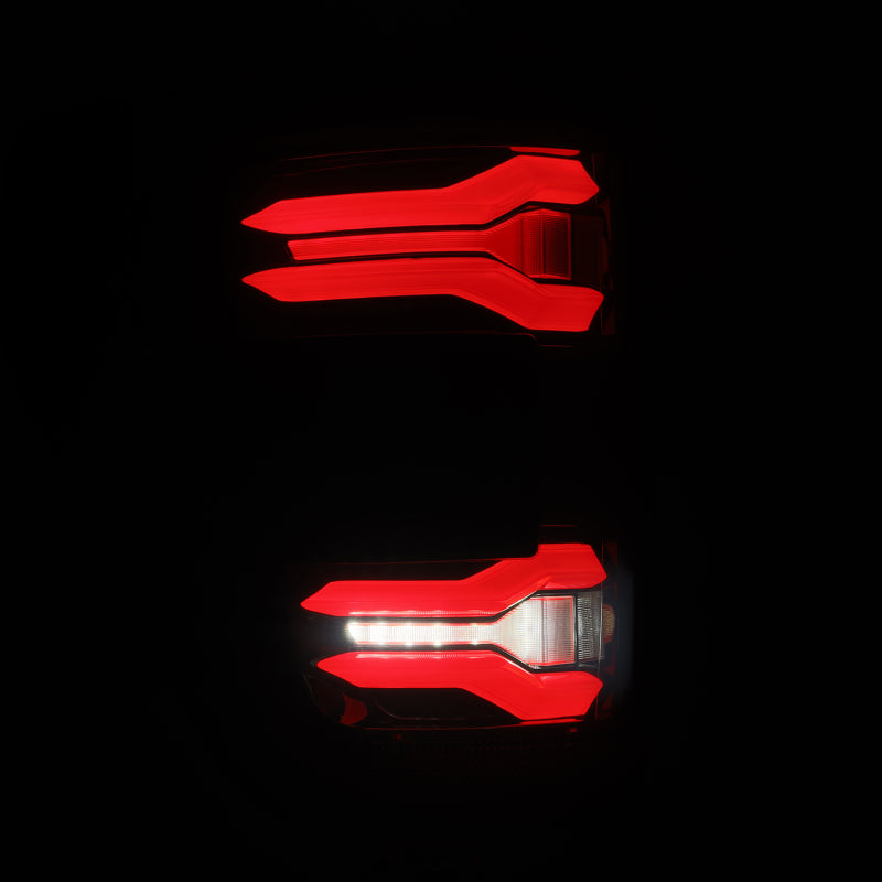 AlphaRex 24-25 Ford F-150 LUXX LED Taillights Blk-Red Activ Light/Seq Signal - Smoked Lens Tail Lights AlphaRex