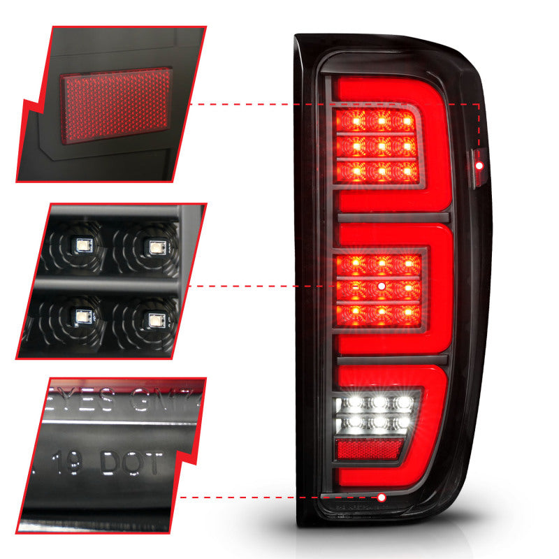 ANZO 19-23 GMC Sierra 1500/2500HD/3500HD Black Replacement Full LED Bar Tail Light Tail Lights ANZO
