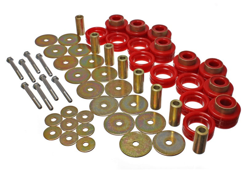 Energy Suspension Body Mount Set Inc. Hardware - Red Bushing Kits Energy Suspension