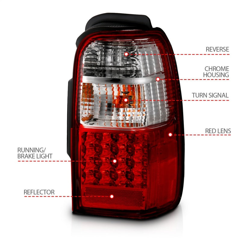 ANZO 2001-2002 Toyota 4 Runner LED Taillights Red/Clear Tail Lights ANZO
