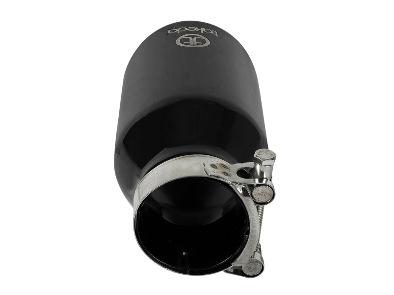 aFe Takeda 304 Stainless Steel Clamp-On Exhaust Tip 2.5in.Inlet / 4in Outlet - Black Tips aFe