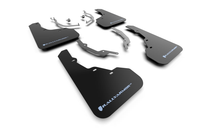 Rally Armor 22-25 Hyundai Santa Cruz Black Mud Flap w/Light Blue Logo Mud Flaps Rally Armor