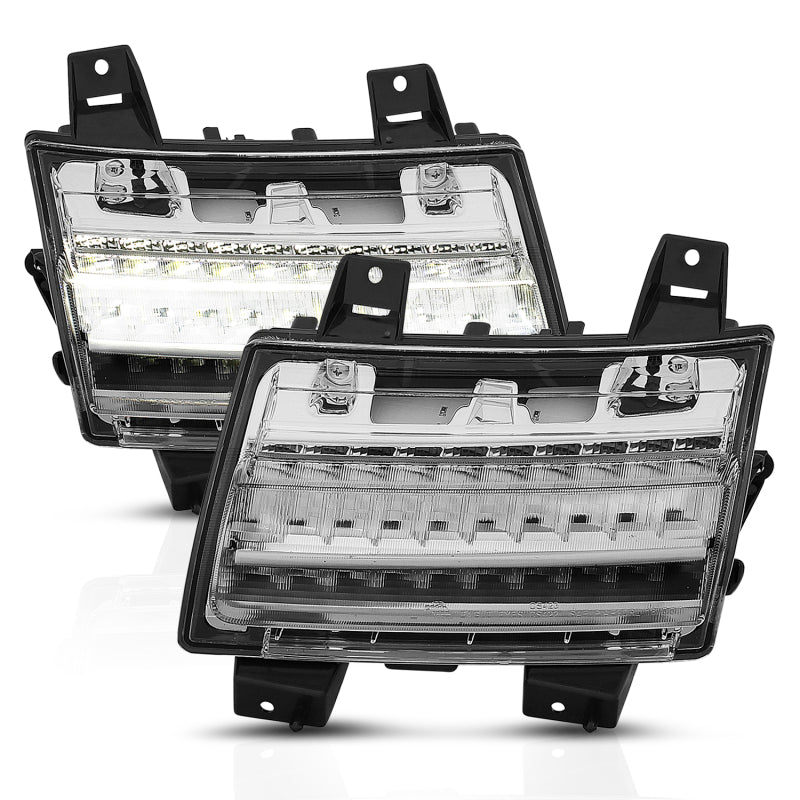 ANZO 18-19 Jeep Wrangler JL LED Chrome Clear w/ Sequential Signal Lights Corner ANZO