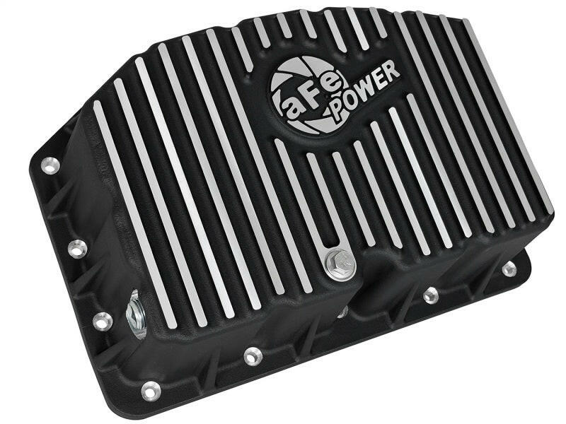 AFE Pro Series Engine Oil Pan Black w/Machined Fins; 11-16 Ford Powerstroke V8-6.7L (td) Diff Covers aFe
