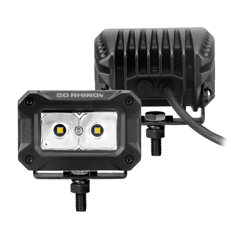 Go Rhino Xplor Bright Series Rectangle LED Spot Light Kit (Surface/Thread Stud Mnt) 3x2 - Blk (Pair) Light Bars & Cubes Go Rhino