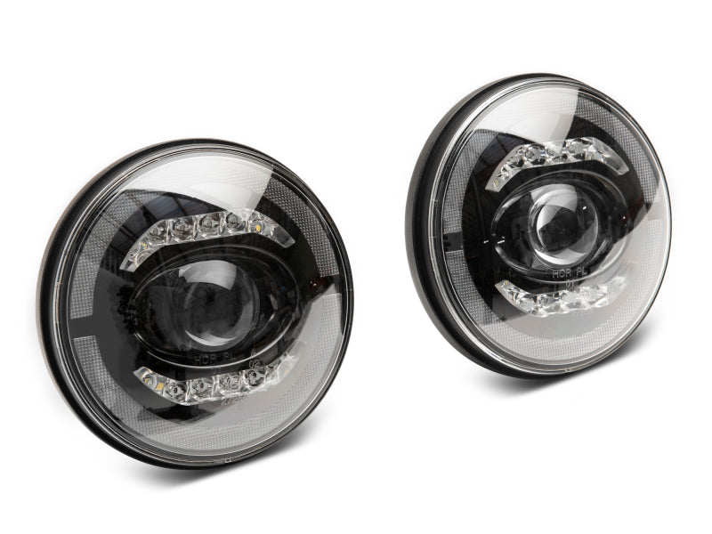 Raxiom 07-18 Jeep Wrangler JK Axial Series LED Headlights- Black Housing (Clear Lens) Headlights Raxiom