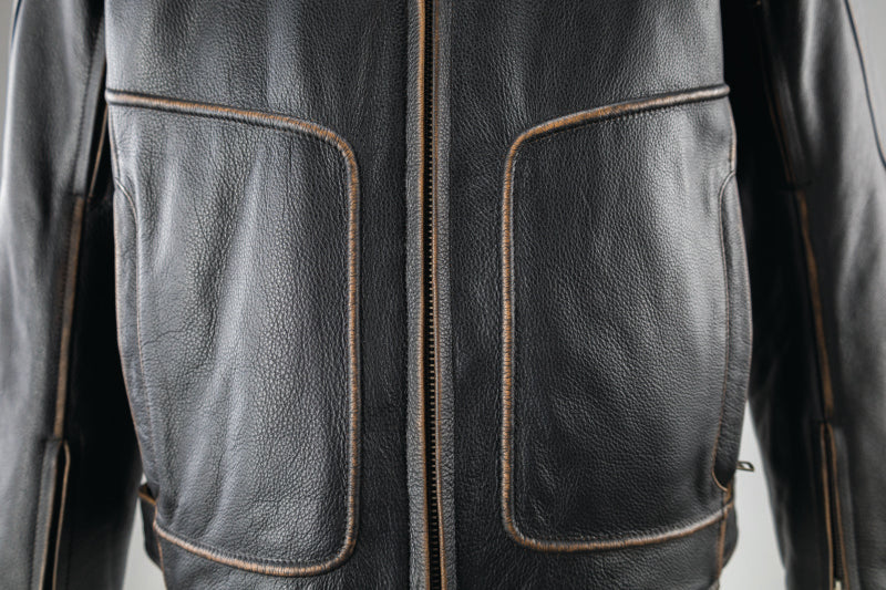 Kuryakyn Leather By River Road Hoodlum Vintage Leather Jacket Black - Small Jackets - Leather Kuryakyn