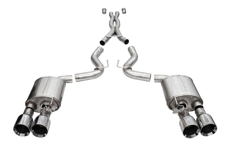 Corsa 20-22 Ford Mustang GT500 3.0in Dual Rear Exit Catback w/ Twin 5.0in Pol. Straight Cut Pro Tip Catback CORSA Performance
