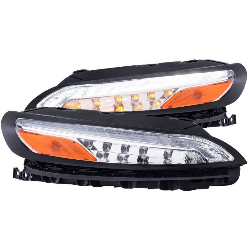 ANZO 2014-2016 Jeep Cherokee LED Parking Lights Chrome w/ Amber Reflector Lights Corner ANZO