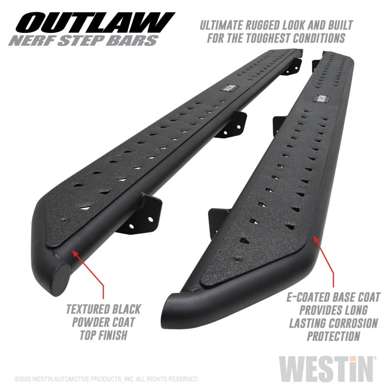 Westin 2020 Jeep Gladiator Outlaw Nerf Step Bars - Textured Black Nerf Bars Westin