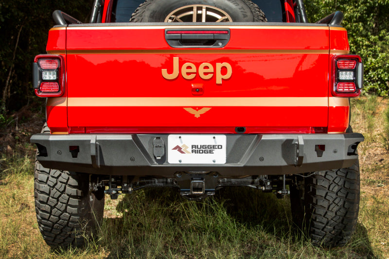Rugged Ridge HD Bumper Rear 20-21 Jeep Gladiator JT Bumpers - Steel Rugged Ridge