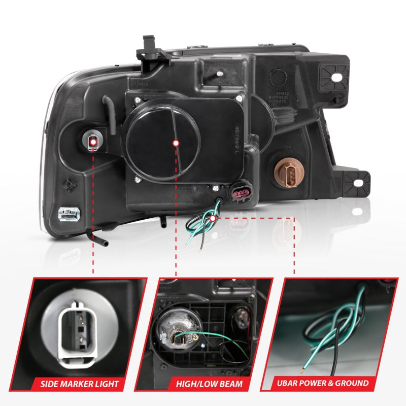 ANZO 2004-2008 Ford F-150 Projector Headlights w/ U-Bar Chrome Headlights ANZO