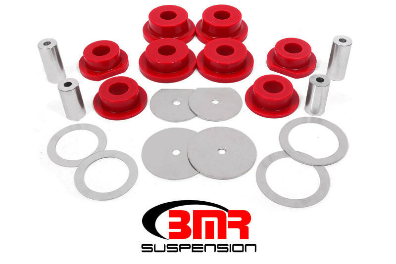 BMR 08-18 Dodge Challenger Rear Cradle Bushing Kit Polyurethane - Red Differential Bushings BMR Suspension
