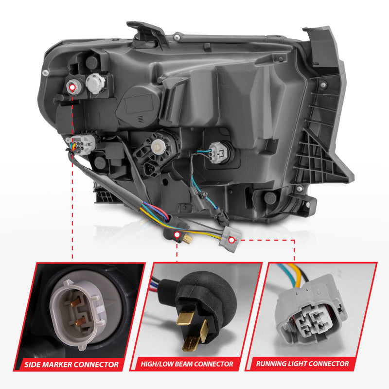 ANZO 2014-2021 Toyota Tundra LED Crystal Headlights w/ Switchback Chrome Housing w/ DRL Headlights ANZO
