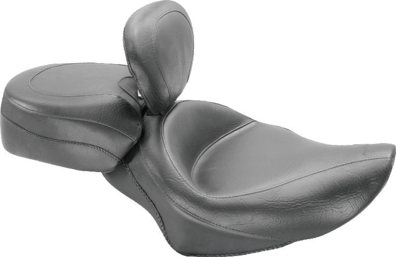 Mustang 04-21 Harley Sportster Wide Touring Solo Seat w/Driver Backrest - Black Solo Motorcycle Seats Mustang Motorcycle