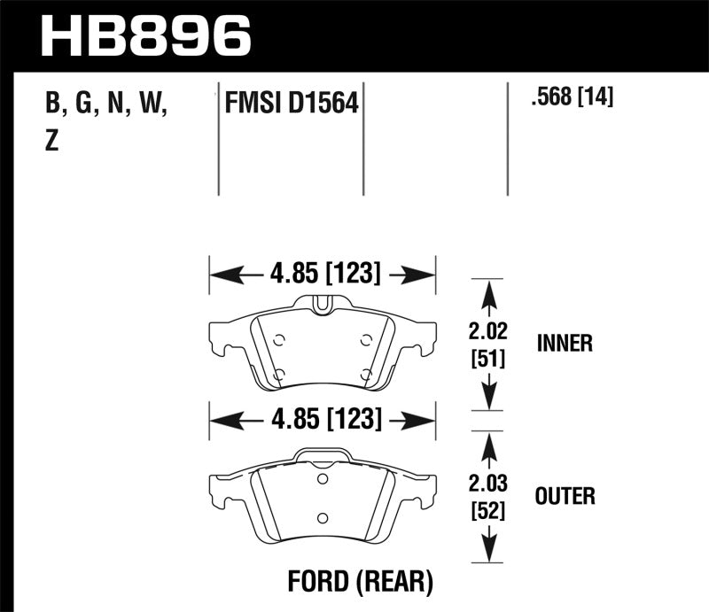 Hawk 22-23 Ford Transit Connect DTC-60 Race Rear Brake Pads Brake Pads - Racing Hawk Performance