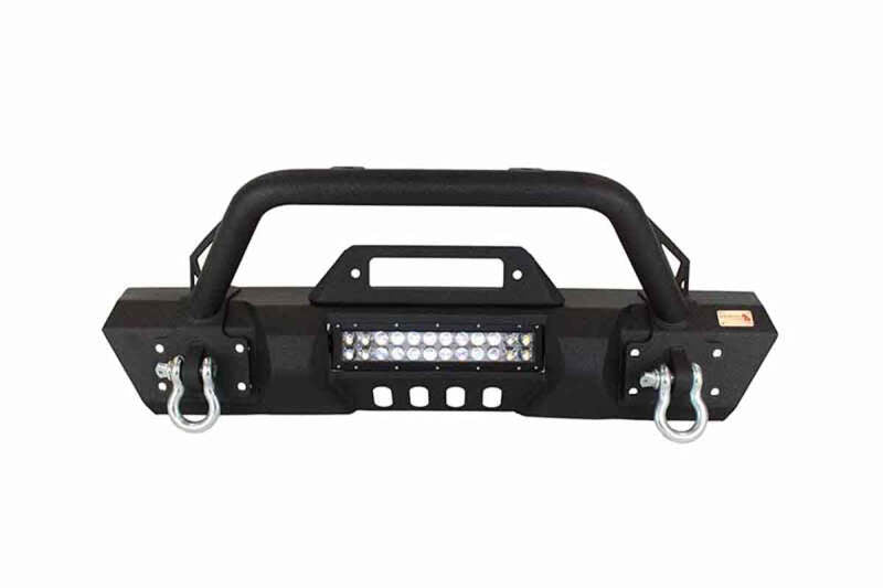 Fishbone Offroad 07-18 Jeep Wrangler JK Frnt Stubby Winch Bumper W/Tube Guard - Blk Txtrd Pwdrcoated Bumpers - Steel Fishbone Offroad