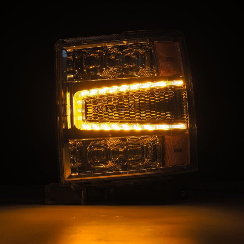 AlphaRex 04-15 Chevy 1500HD NOVA-Series LED Proj Headlights Chrome w/Activ Light/Seq Signal & SB DRL Headlights AlphaRex