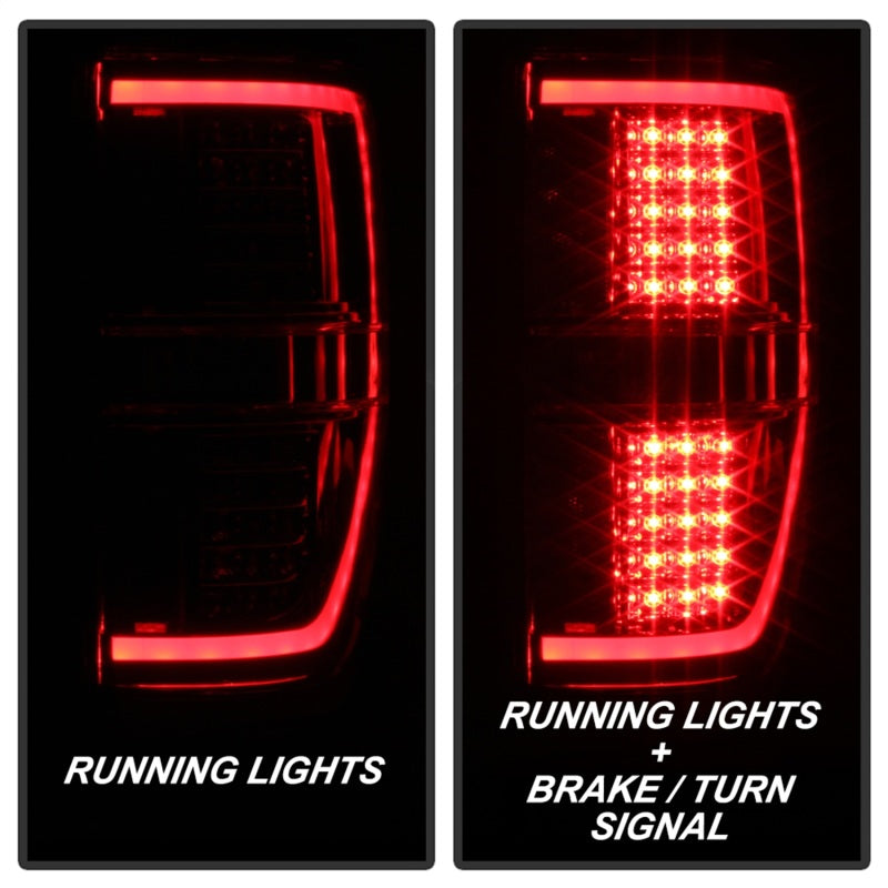 xTune 09-14 Ford F-150 Light Bar LED Tail Lights - Red Clear (ALT-JH-FF15009-LBLED-RC) Tail Lights SPYDER