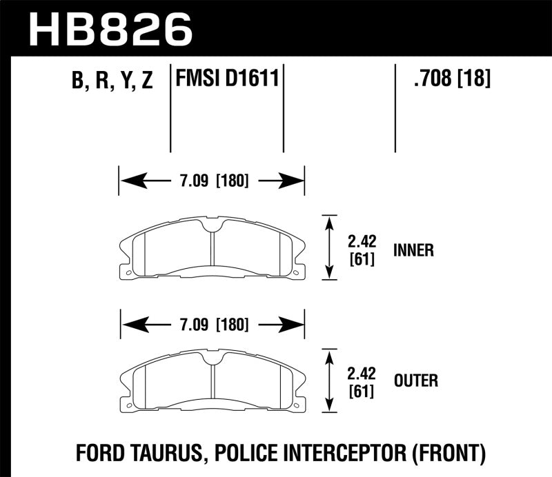 Hawk 13-16 Ford Taurus SHO / 13-16 Lincoln MKS Performance Ceramic Street Front Brake Pads Brake Pads - Performance Hawk Performance