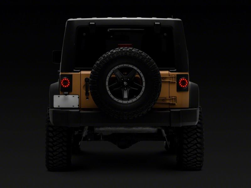 Raxiom 07-18 Jeep Wrangler JK Axial Series Halo LED Tail Lights- Blk Housing (Clear Lens) Tail Lights Raxiom