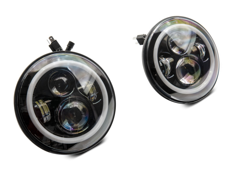 Raxiom 97-18 Jeep Wrangler TJ/JK Axial 7-Inch LED Headlights w/RGB Halo- Blk Hsng (Clear Lens) Headlights Raxiom