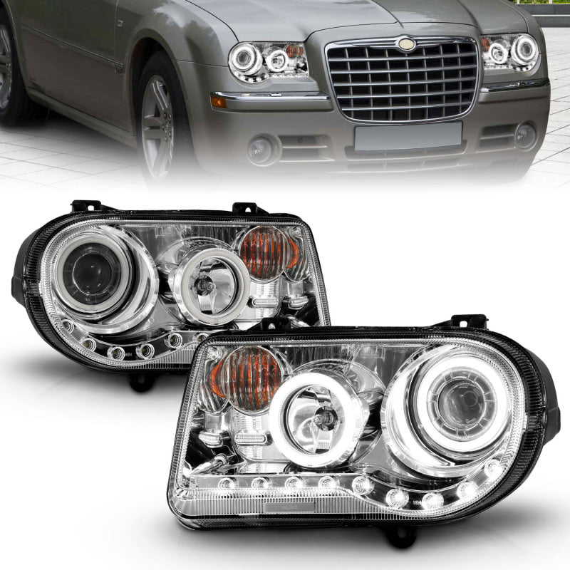 ANZO 2005-2010 Chrysler 300C Projector Headlights w/ Halo Chrome (CCFL) G2 Headlights ANZO