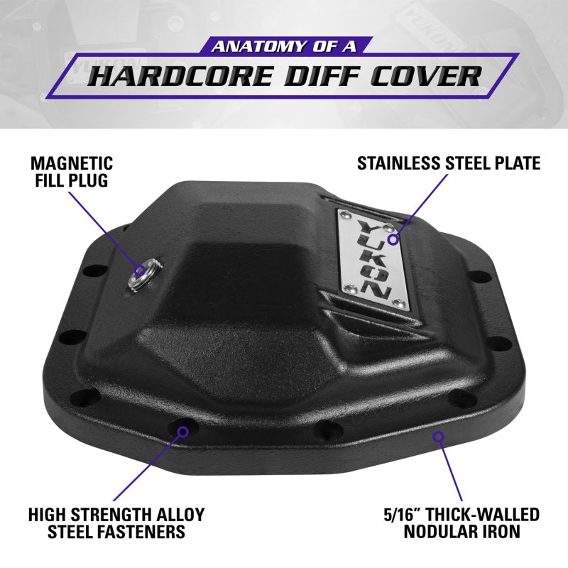 Yukon Gear Hardcore Front Nodular Iron Cover for Jeep Wrangler JL Dana 44/210mm Diff Covers Yukon Gear & Axle