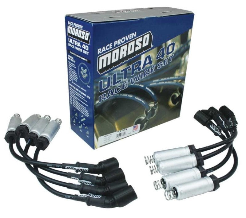Moroso GM LS Ignition Wire Set - Ultra 40 - Unsleeved - Coil-On - 12in Wire - Black Spark Plug Wire Sets Moroso