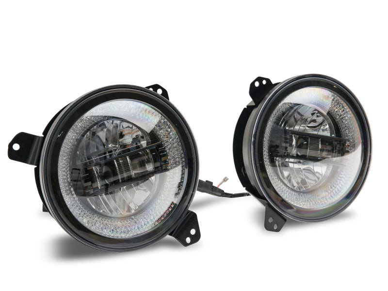 Raxiom 18-22 Jeep Wrangler JL/JT Axial Series LED Headlights- Black Housing (Clear Lens) Headlights Raxiom