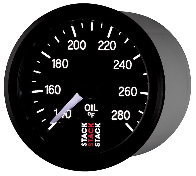 Autometer Stack 52mm 140-280 Deg F 1/8in NPTF Male Pro Stepper Motor Oil Temp Gauge - Black Gauges AutoMeter