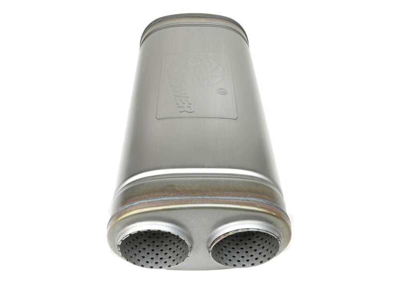 aFe MACH Force-Xp 409 SS Muffler 3in Dual Inlet/Dual Outlet 5in H x 8in W x 18in L - Oval Body Muffler aFe