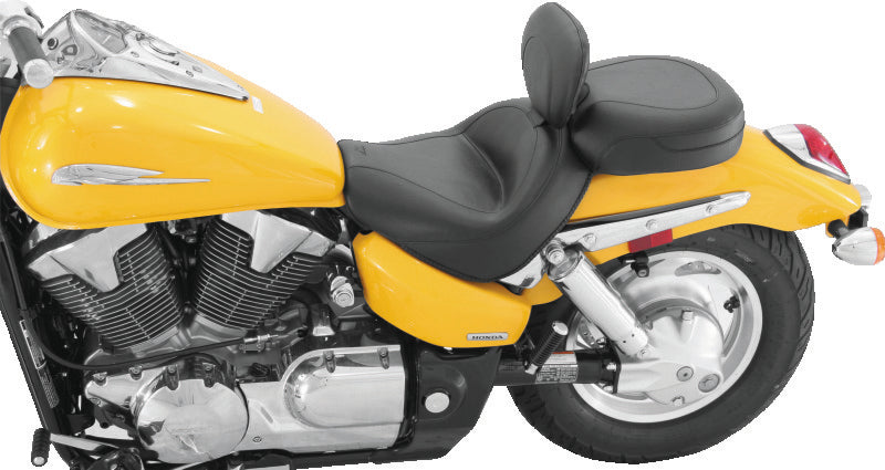 Mustang 04-09 Honda VTX1300C Wide Touring 2PC Seat w/Driver Backrest - Black Two-Piece Motorcycle Seats Mustang Motorcycle