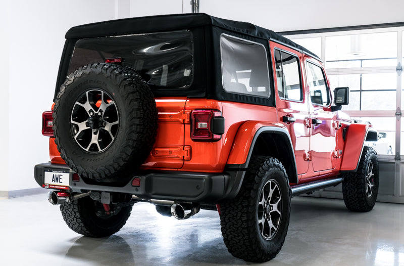 AWE Tuning 2018+ Jeep Wrangler JL/JLU Tread Edition Axle-Back Dual Exhaust - Chrome Silver Tips Catback AWE Tuning