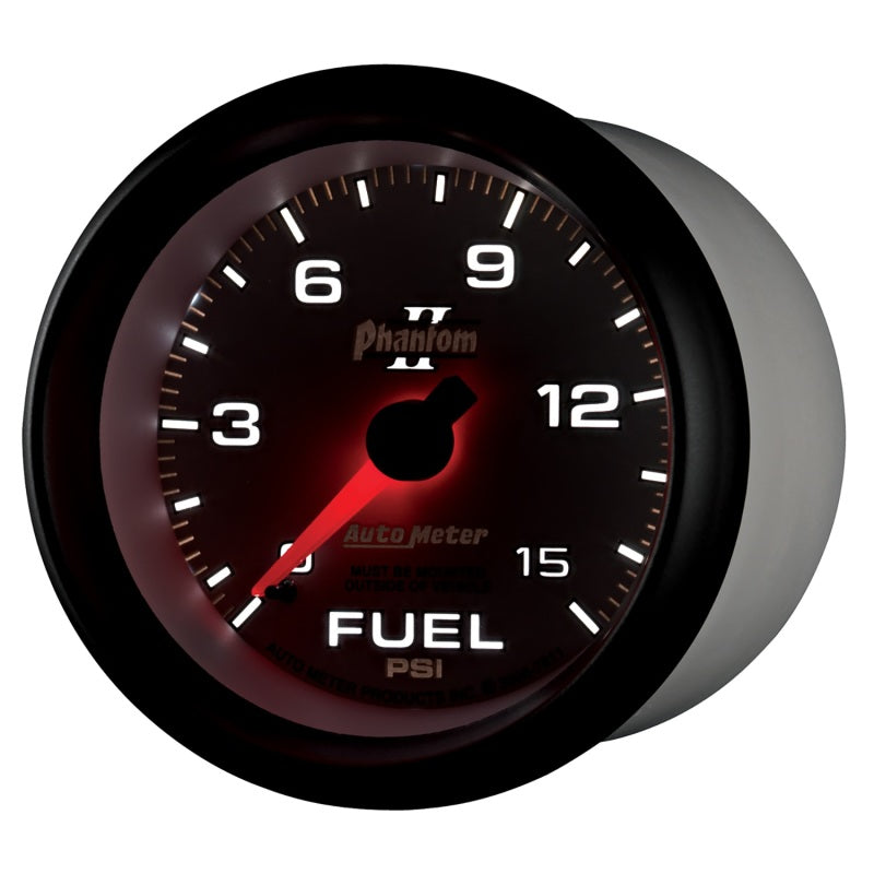 Autometer Phantom II 2-5/8in 0-15PSI Mechanical Fuel Pressure Gauge Gauges AutoMeter