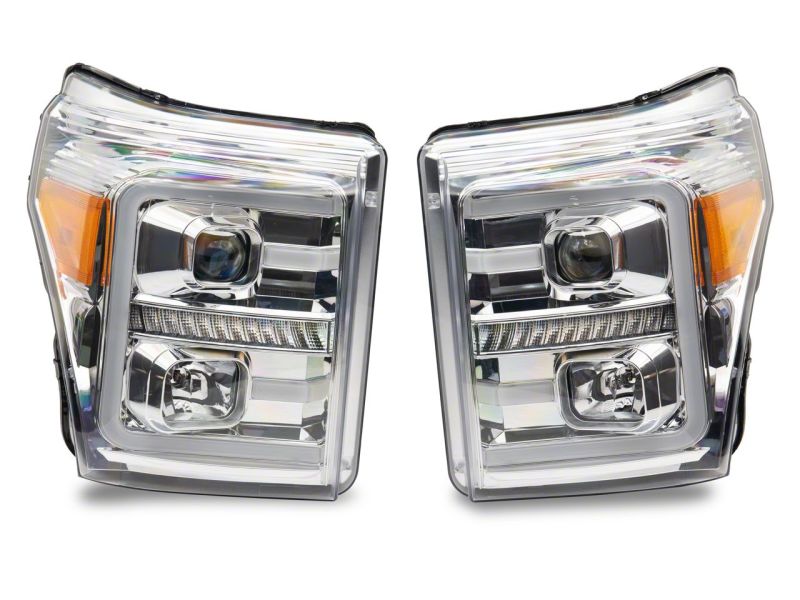 Raxiom 11-16 Ford F-250 Super Duty LED Projector Headlights - Chrome Housing (Clear Lens) Headlights Raxiom