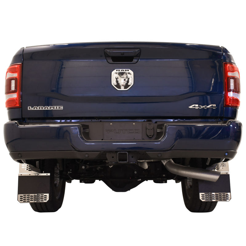 Putco 10-18 Ram HD Dually - (Fits Front) - Set of 2 Mud Skins - Brushed SS w/ Hex Shield Mud Flaps Putco