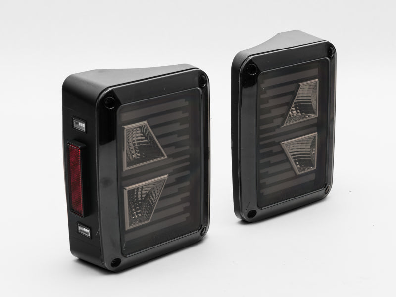 Raxiom 07-18 Jeep Wrangler JK Axial Series Vision LED Tail Lights- Black Housing (Smoked Lens) Tail Lights Raxiom