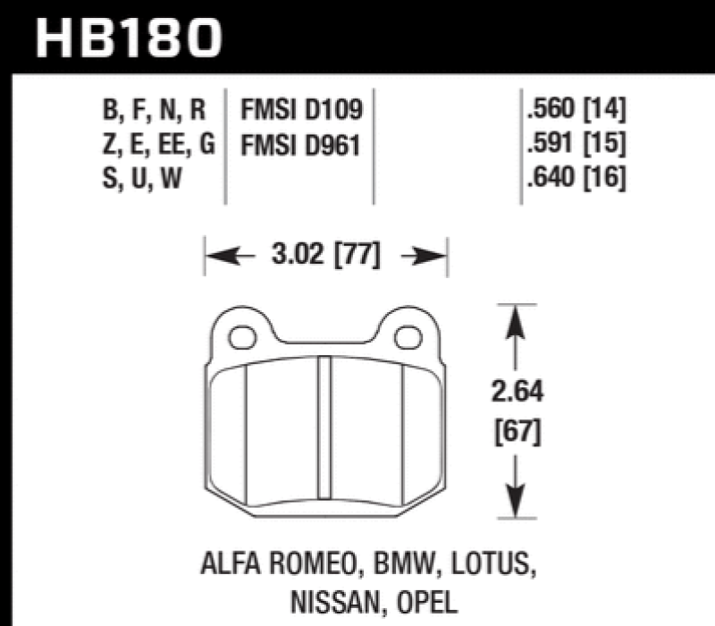 Hawk 1984-1986 Alfa Romeo GTV-6 2.5 HPS 5.0 Front Brake Pads Brake Pads - Performance Hawk Performance
