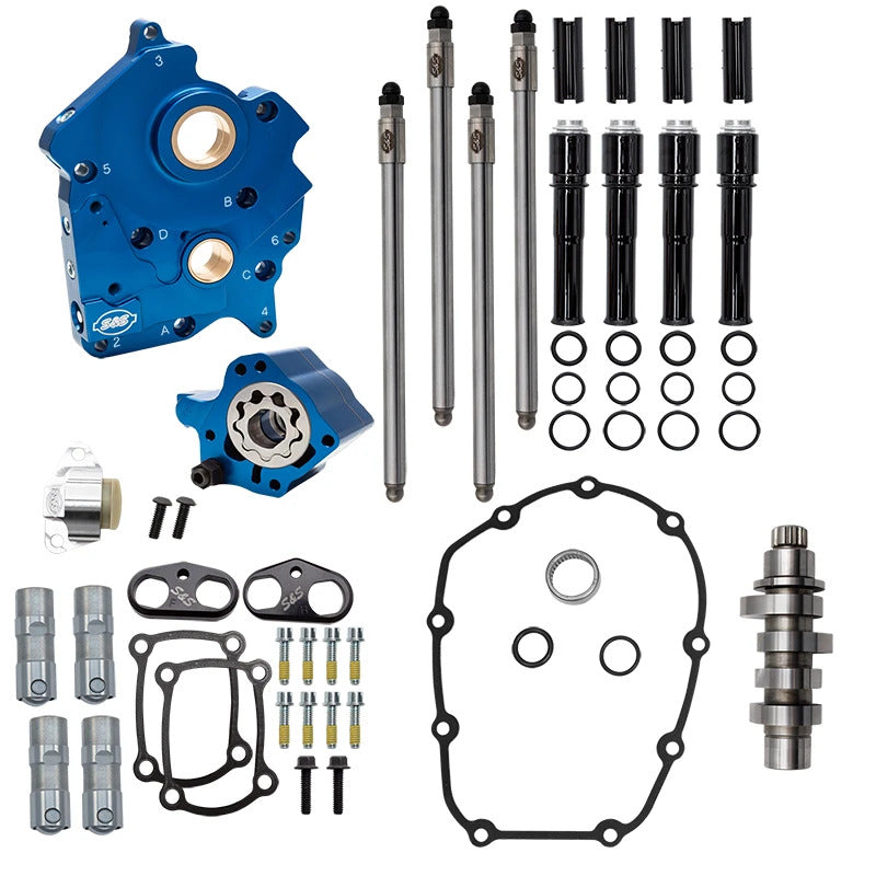 S&S Cycle 24-26 Oil Cooled M8 Models Chain Drive HPT542 Cam Chest Kit w/ Black Pushrod Tubes Cam Gears S&S Cycle