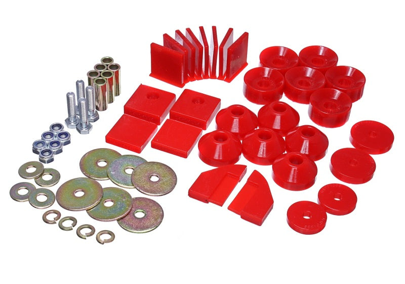 Energy Suspension 86-95 Suzuki Samurai Red Body Mount Set Bushing Kits Energy Suspension