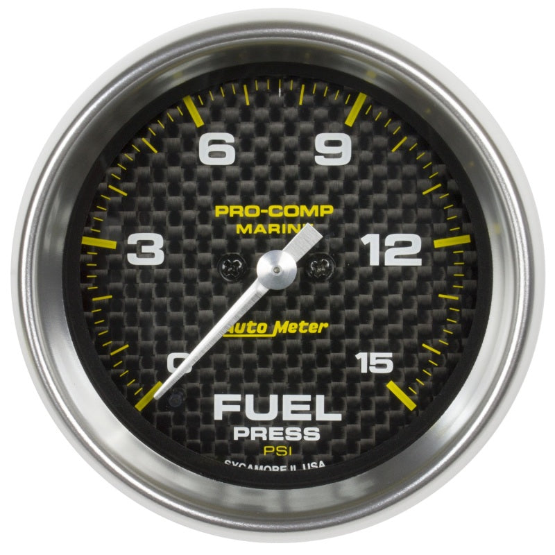 Autometer Marine Carbon Fiber 2-1/16in 15 PSI Digital Stepper Motor Fuel Pressure Gauge Gauges AutoMeter