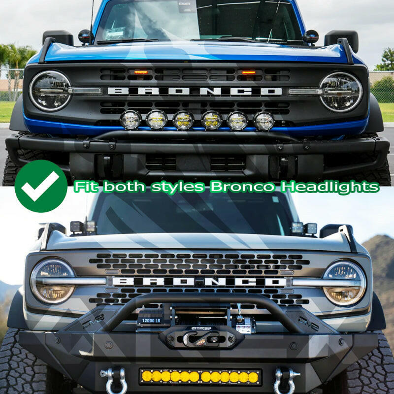 AlphaRex 21-23 Ford Bronco NOVA LED Projector Headlights Black Headlights AlphaRex