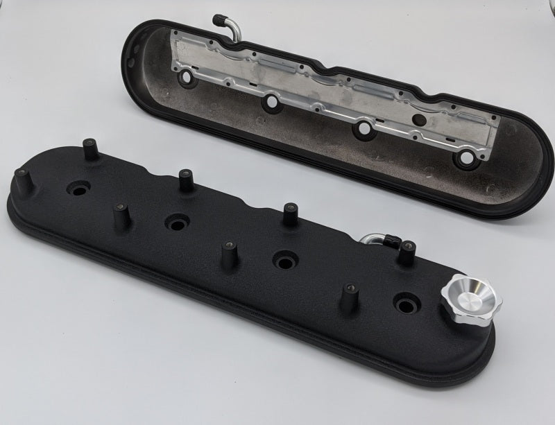 Granatelli 96-22 GM LS Standard Height Valve Cover w/Angled Coil Mount - Blk Wrinkle (Pair) Valve Covers Granatelli Motor Sports